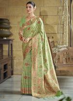 Silk Pista Green Wedding Wear Printed Saree